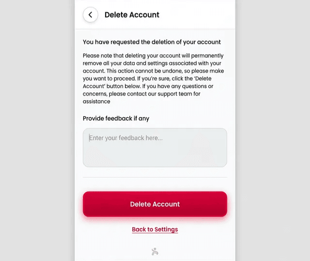 Delete Feedback Page